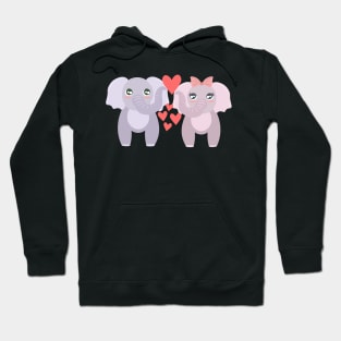 Two Elephants In Love Hoodie